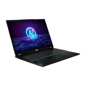 MSI A1VHG-019US Stealth 18 AI Studio laptop with Intel Core Ultra 9, 18-inch QHD display, NVIDIA RTX 4080, and sleek black design.