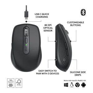 Logitech Wireless/Bluetooth Mouse MX Anywhere 3S 6 Buttons – Graphite