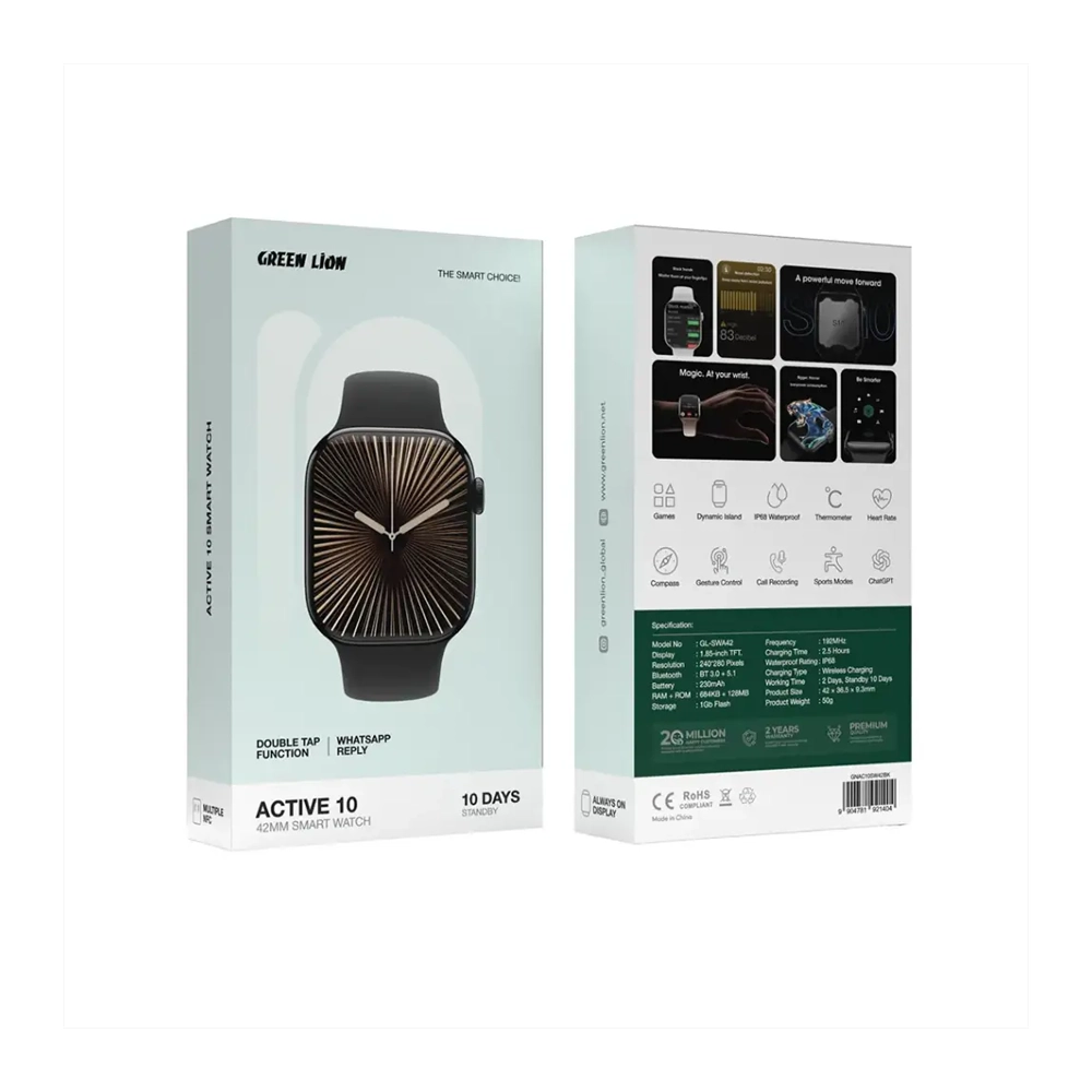 GREENLION Smart Watch Active10 42mm – Black 2 GREENLION Smart Watch Active10 42mm – Black - Image 2