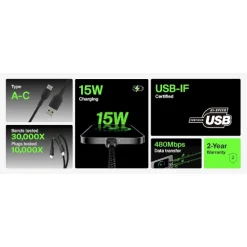Alternative view of Belkin Boost Charge Usb-A To Usb-C Cable 1M Black
