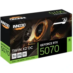 Alternative view of INNO3D GeForce RTX 5070 Twin X2 OC 12GB GDDR7  | Next‑Gen GPU, Ray Tracing, DLSS, High-Performance Gaming Graphics Card