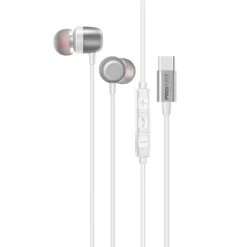 Promate SILKEN‑ENC USB‑C Earphones White – Ergonomic Wired ENC Headset
