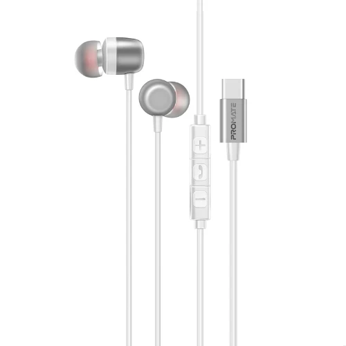 Promate SILKEN‑ENC USB‑C Earphones White – Ergonomic Wired ENC Headset 1 Promate SILKEN‑ENC USB‑C Earphones White – Ergonomic Wired ENC Headset
