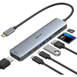 Alternative view of Mokin 7‑in‑1 USB‑C Hub | HDMI, 3x USB 3.0, SD/TF Card Reader, USB‑C PD Charging Adapter