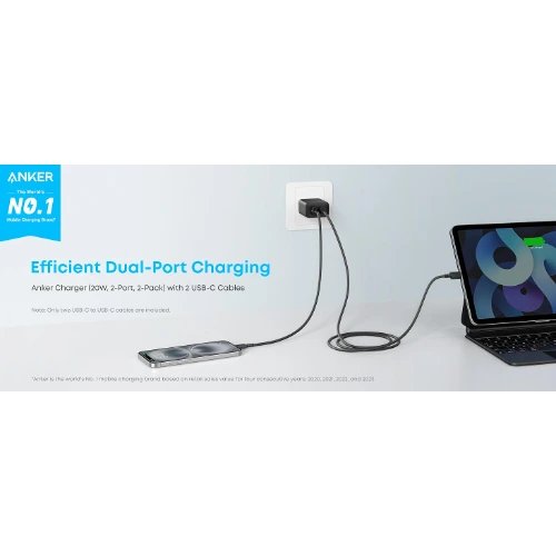 Anker iPhone Charger 2-Pack 20W Fast USB C Block for iPhone 16/15 4 Anker iPhone Charger 2-Pack 20W Fast USB C Block for iPhone 16/15 - Image 4