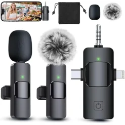 Goordik Wireless Lavalier Microphone | Portable Clip‑On Mic, Noise Reduction, Long-Range, For iPhone/Android/Camera