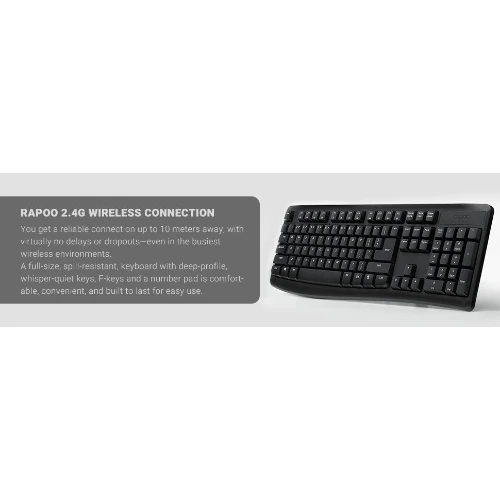 Rapoo X1800Pro Wireless Optical Mouse & Keyboard Combo (Arabic/English, Black) 3 Rapoo X1800Pro Wireless Optical Mouse & Keyboard Combo (Arabic/English, Black) - Image 3