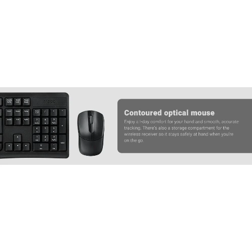 Rapoo X1800Pro Wireless Optical Mouse & Keyboard Combo (Arabic/English, Black) 2 Rapoo X1800Pro Wireless Optical Mouse & Keyboard Combo (Arabic/English, Black) - Image 2