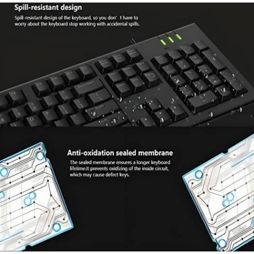 Rapoo NK1900 Wired USB Keyboard (Arabic/English, Spill-Resistant, Black) 3 Rapoo NK1900 Wired USB Keyboard (Arabic/English, Spill-Resistant, Black) - Image 3