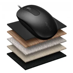 Alternative view of Rapoo N200 Wired Optical Mouse (1000 DPI, Ambidextrous, Black)