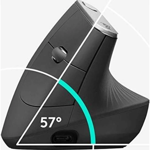 Logitech MX Vertical Advanced Ergonomic Wireless Mouse (Bluetooth/USB, Rechargeable, Graphite) 4 Logitech MX Vertical Advanced Ergonomic Wireless Mouse (Bluetooth/USB, Rechargeable, Graphite) - Image 4