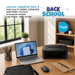 Lenovo IdeaPad Slim3,Core I7-13620H, 512GB, 16GB DDR5, Mouse, Bag, Printer