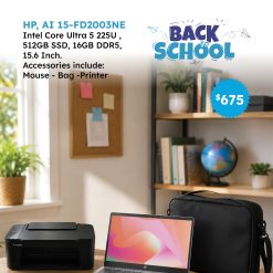 HP, AI 15-FD2003NE, Intel Core Ultra 5 225U , 512GB SSD, 16GB DDR5, 15.6, ‎Mouse, Bag, Printer