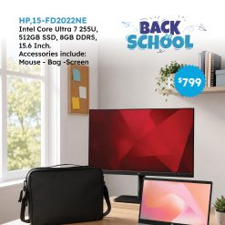 HP, 15-FD2022ne, Ultra 7 255U, 512GB, 8GB DDR5, 15.6, Mouse, Bag, Monitor