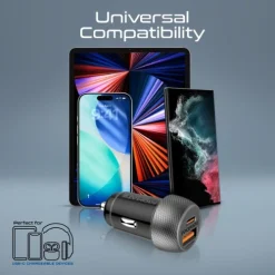 Pacmax 141 Alternative view of Promate 33W Power Delivery Dual Port Car Charger with 60W Fast Charging USB-C cable