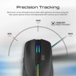 Promate 2.4KHz Wireless Ergonomic Optical Mouse
With LED Rainbow Lights
