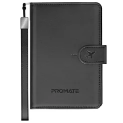 Promate Anti-Loss Slim Leather Passport Holder with
RFID Protection & Smart Tracking BK