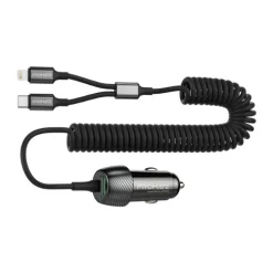 Alternative view of Promate 33W Car Charger with Lightning Connector & USB-C Cable