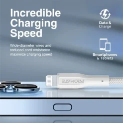 Promate High Tensile Strength data & charge cable for apple device Length 1M